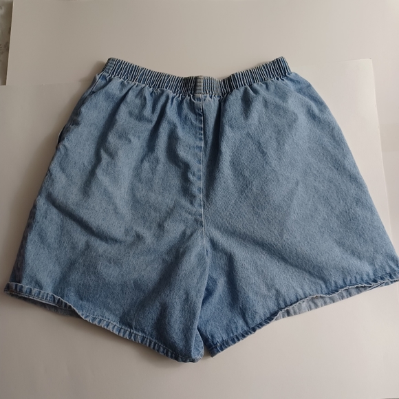 Vintage Sport Timer Mom Jeans Denim Shorts Size 14 Blue -Elastic Waist -Pockets - Picture 2 of 12